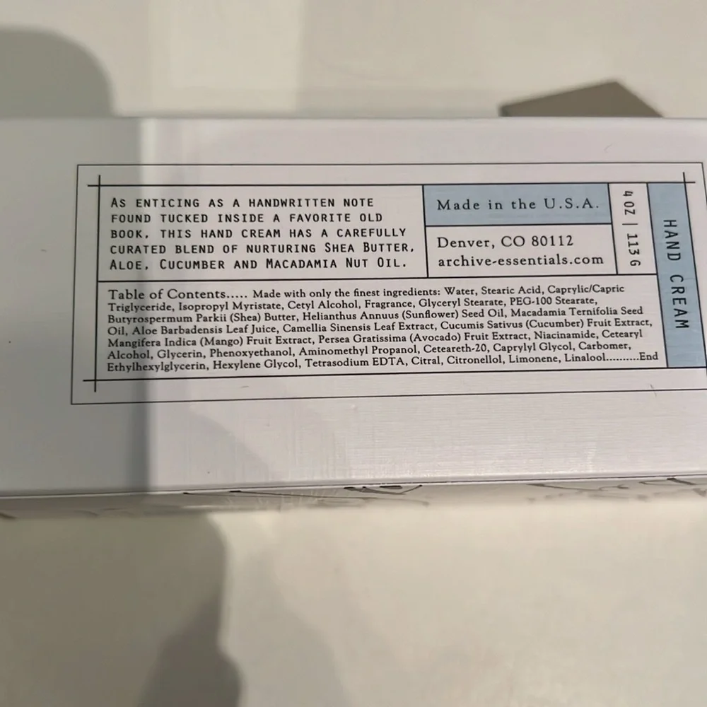 NEW Archive 0700 essentials Hand Cream Yet to Be Written  Margot Elena